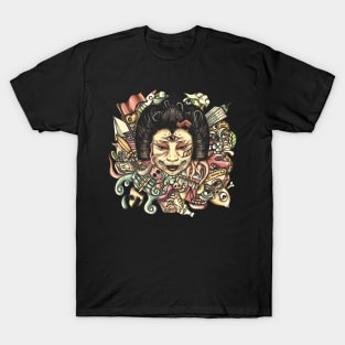 Gueisha Doodle Flat T-Shirt